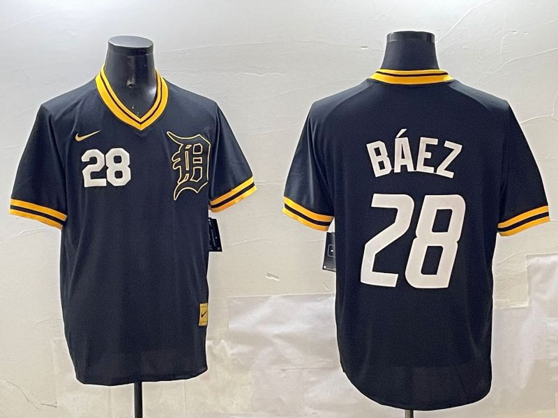 Men Detroit Tigers #28 Baez Black Gold Game 2025 Nike MLB Jersey style 5